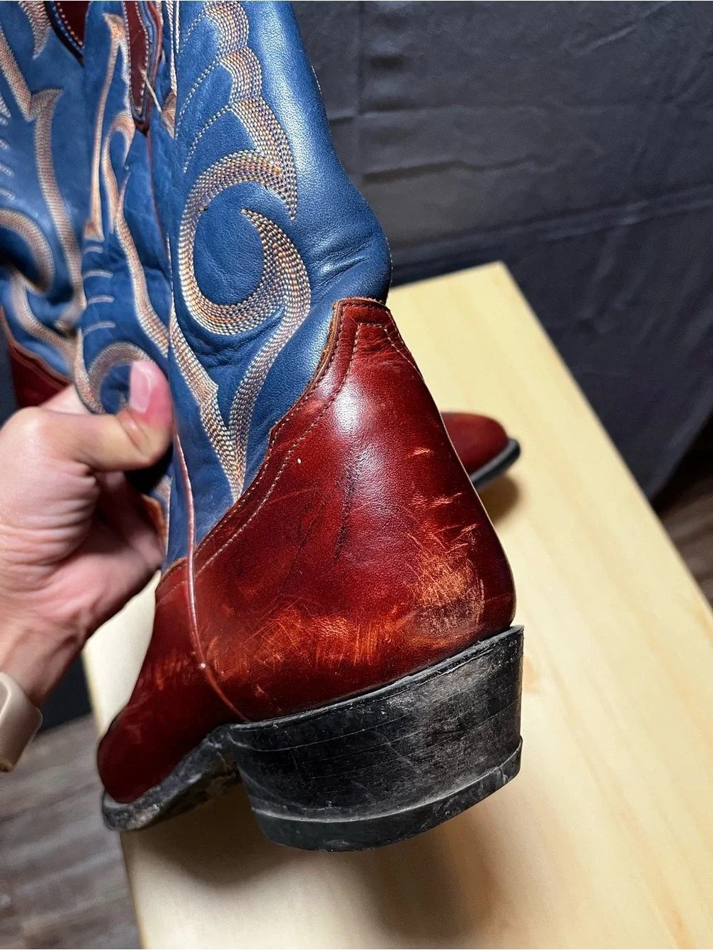 TONY LAMA Blue Brown Embroidered Western Cowboy Boots Men Sz 9.5 D 3126 Festival